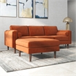 Pemberly Row Hudson Mid-Century Square Velvet Upholstered Ottoman in Orange