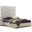 Pemberly Row Gold Detailed Queen Size Upholstery Bed made with Wood in White