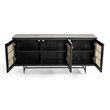 Pemberly Row Modern Acacia Wood & Glass Buffet in Black/Antique Brass