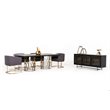 Pemberly Row Modern Acacia Wood & Glass Buffet in Black/Antique Brass