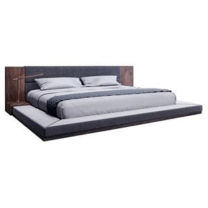 Pemberly Row 91x108&quot Modern Polyester Fabric California King Bed in Gray