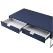 Pemberly Row Contemporary Faux Shagreen Coffee Table Navy/Chrome