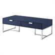 Pemberly Row Contemporary Faux Shagreen Coffee Table Navy/Chrome
