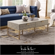 Pemberly Row Modern Faux Shagreen Coffee Table Cream White/Gold