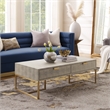 Pemberly Row Modern Faux Shagreen Coffee Table Cream White/Gold