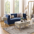 Pemberly Row Modern Faux Shagreen Coffee Table Cream White/Gold