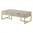 Pemberly Row Modern Faux Shagreen Coffee Table Cream White/Gold