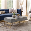 Pemberly Row Contemporary Faux Shagreen Coffee Table Gray/Gold