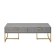 Pemberly Row Contemporary Faux Shagreen Coffee Table Gray/Gold