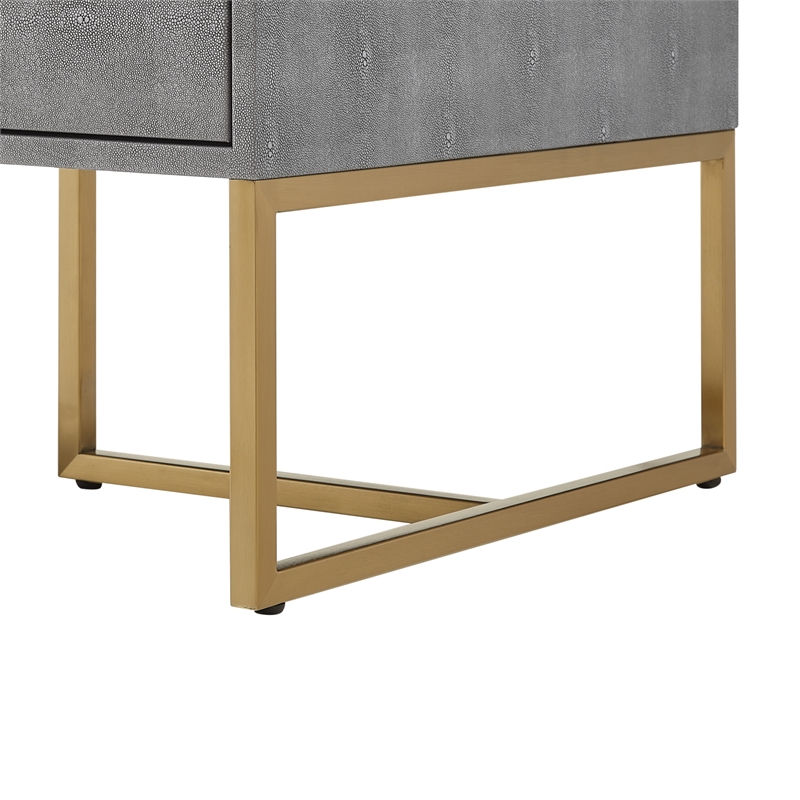 Pemberly Row Contemporary Faux Shagreen Coffee Table Gray/Gold