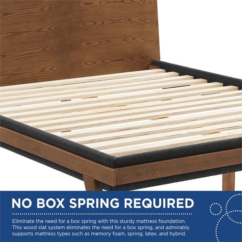 Pemberly Row Contemporary MDF Wood Queen Platform Bed in Walnut