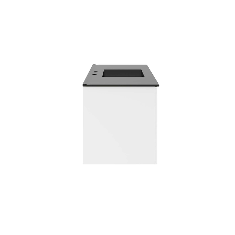 Pemberly Row Modern Wood Single Sink Bathroom Vanity in White/Black