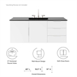 Pemberly Row Modern Wood Single Sink Bathroom Vanity in White/Black