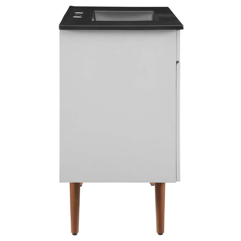 Pemberly Row Modern Wood/Ceramic Bathroom Vanity in Gray/Black