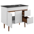 Pemberly Row Modern Wood/Ceramic Bathroom Vanity in Gray/Black