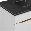 Pemberly Row Modern Wood/Ceramic Bathroom Vanity in Gray/Black