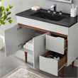 Pemberly Row Modern Wood/Ceramic Bathroom Vanity in Gray/Black