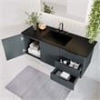 Pemberly Row Modern Wood Single Sink Bathroom Vanity in Gray/Black