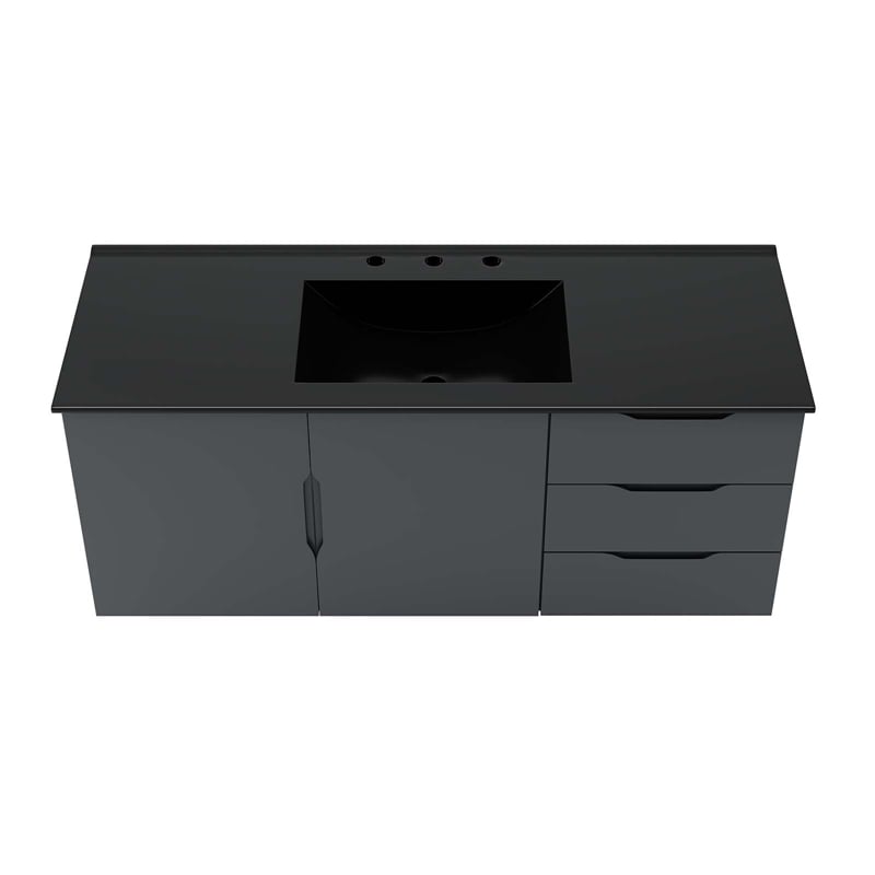 Pemberly Row Modern Wood Single Sink Bathroom Vanity in Gray/Black