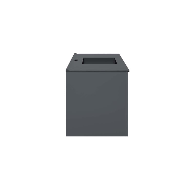 Pemberly Row Modern Wood Single Sink Bathroom Vanity in Gray/Black