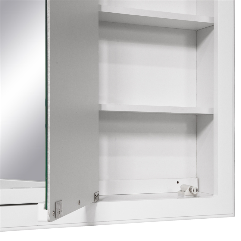 Pemberly Row 36-Inch Assembled Wood Framed Medicine Cabinet Mirror - White Gloss