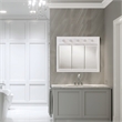 Pemberly Row 36-Inch Assembled Wood Framed Medicine Cabinet Mirror - White Gloss