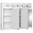 Pemberly Row 36-Inch Assembled Wood Framed Medicine Cabinet Mirror - White Gloss