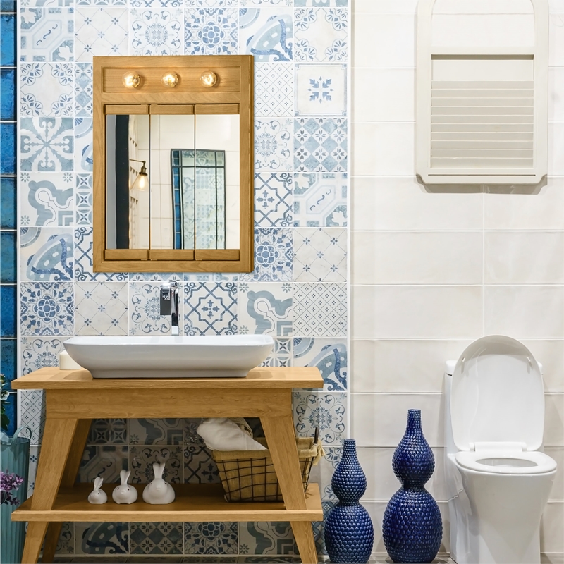 Pemberly Row Modern 24-Inch Wood Medicine Cabinet in Nutmeg Oak