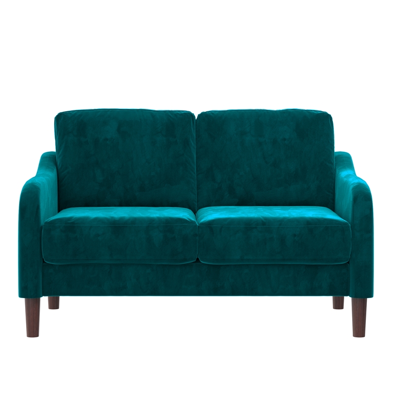 Pemberly Row Contemporary 2-Seater Loveseat Sofa in Green Velvet
