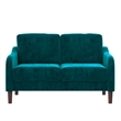 Pemberly Row Contemporary 2-Seater Loveseat Sofa in Green Velvet