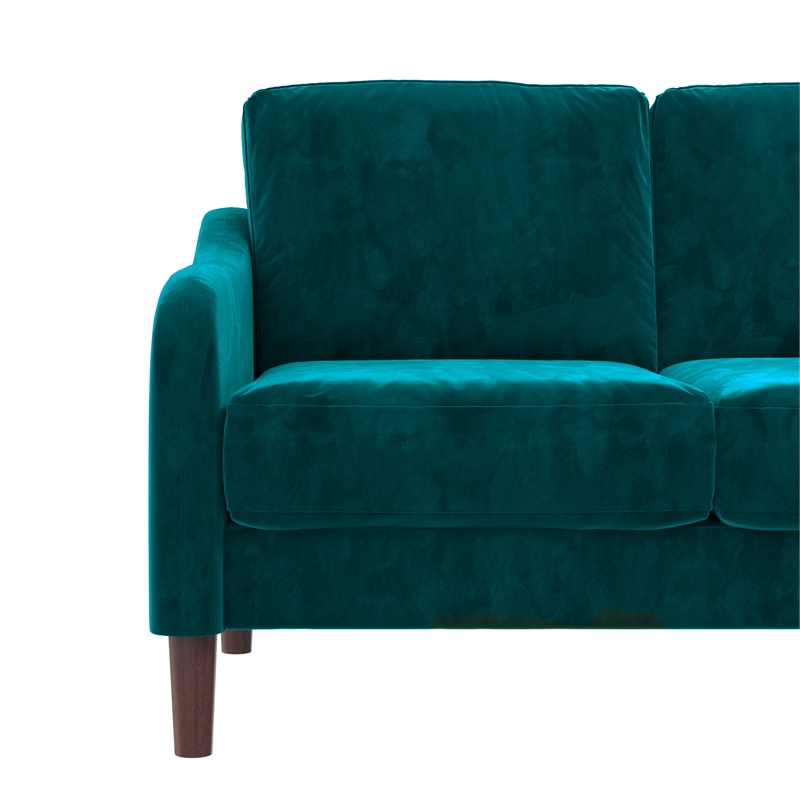 Pemberly Row Contemporary 2-Seater Loveseat Sofa in Green Velvet