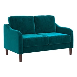 Pemberly Row Contemporary 2-Seater Loveseat Sofa in Green Velvet
