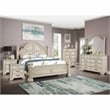 Pemberly Row 6pc White Wood Bedroom Set-King+2 Nightstands+Chest+Dresser+Mirror