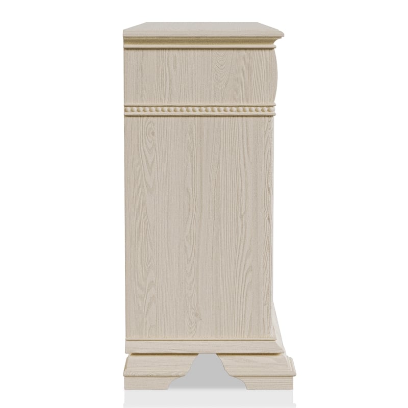 Pemberly Row 6pc White Wood Bedroom Set-King+2 Nightstands+Chest+Dresser+Mirror