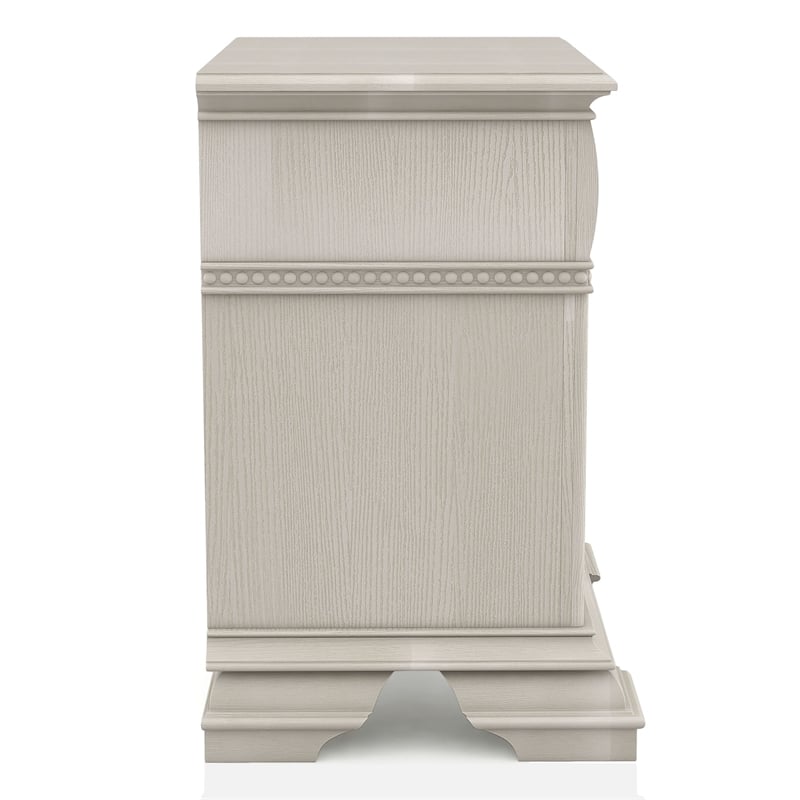 Pemberly Row 6pc White Wood Bedroom Set-King+2 Nightstands+Chest+Dresser+Mirror