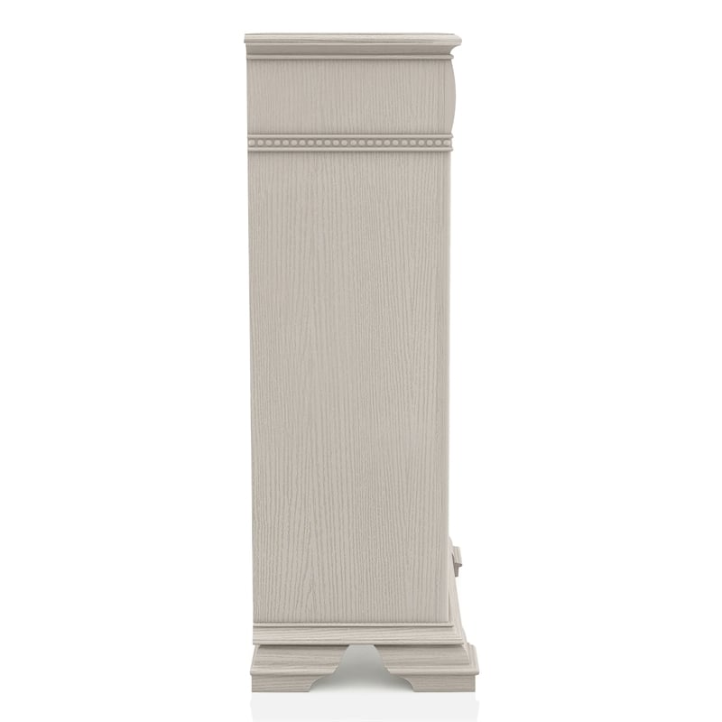 Pemberly Row 6pc White Wood Bedroom Set-King+2 Nightstands+Chest+Dresser+Mirror