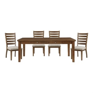 Pemberly Row 5-Piece Contemporary Wood and MDF Board Dining Set in Cherry