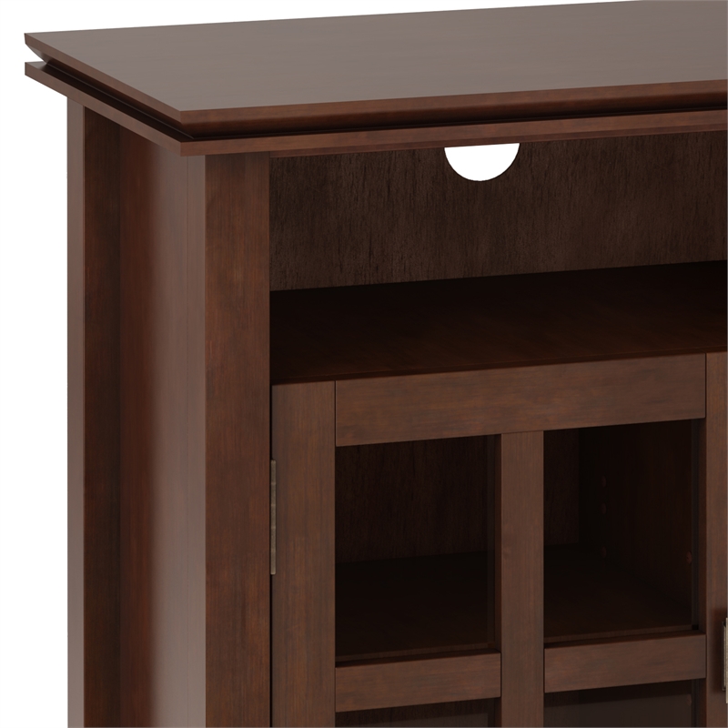 Pemberly Row SOLID WOOD 48 inch Wide Contemporary TV Media Stand in Russet Brown