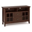 Pemberly Row SOLID WOOD 48 inch Wide Contemporary TV Media Stand in Russet Brown