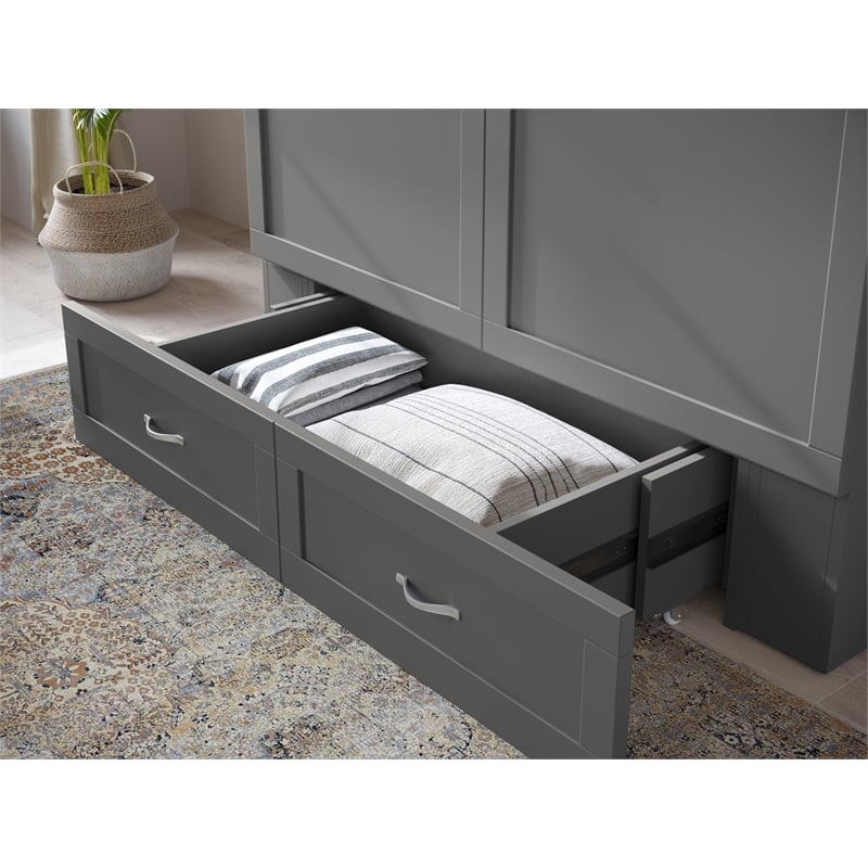Pemberly Row Murphy Modern Solid Wood Full Bed Chest with Mattress in Gray