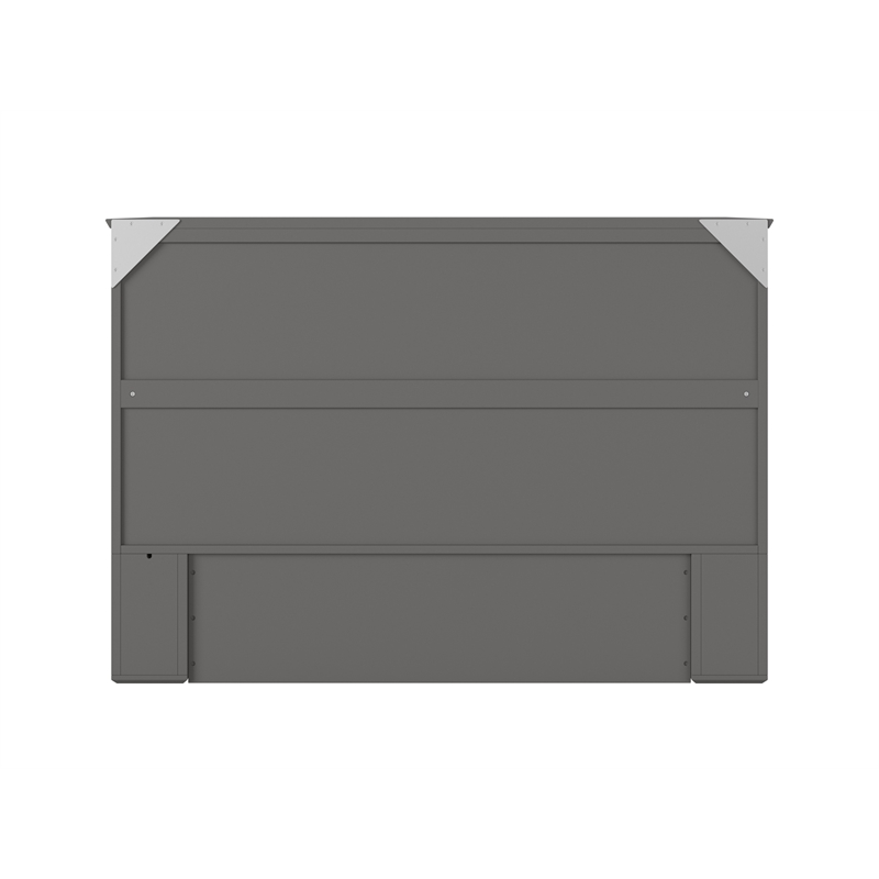 Pemberly Row Murphy Modern Solid Wood Full Bed Chest with Mattress in Gray