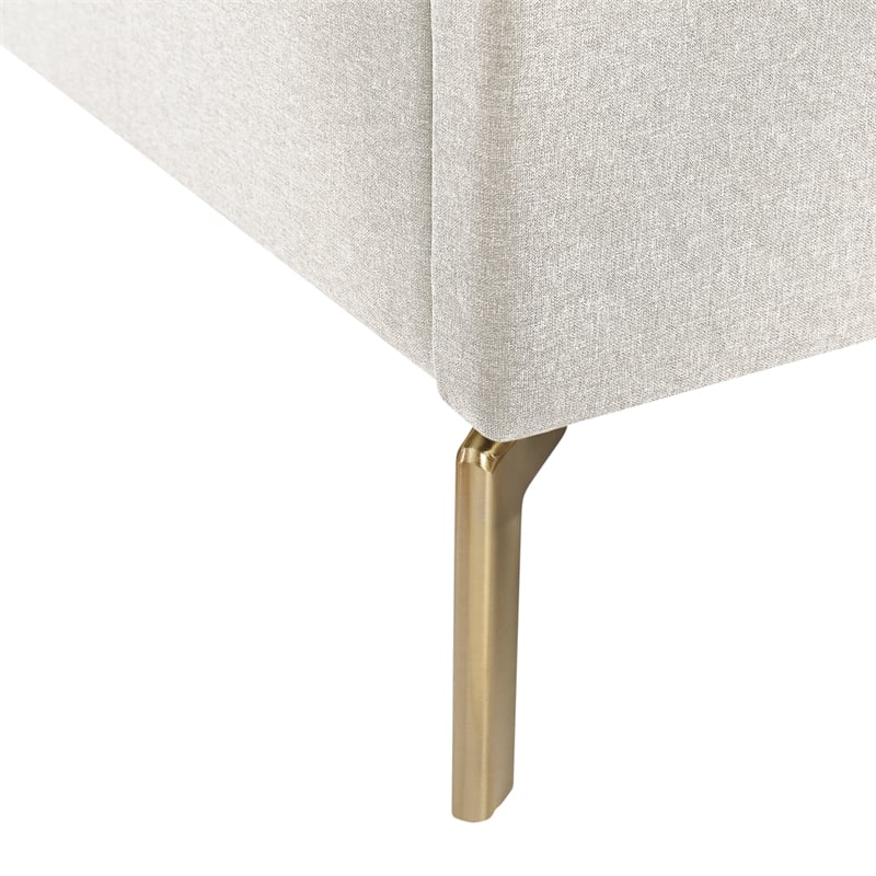 Pemberly Row Upholstered Linen & Wood Queen Platform Bed in Light Beige