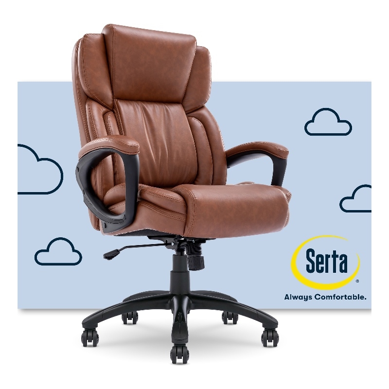 Pemberly Row Contemporary Executive Office Chair Cognac Leather