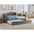 Pemberly Row Mid-Century Solid Wood Daybed with Twin Trundle in Gray