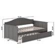 Pemberly Row Mid-Century Solid Wood Daybed with Twin Trundle in Gray