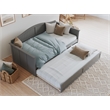Pemberly Row Mid-Century Solid Wood Daybed with Twin Trundle in Gray