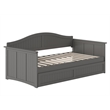 Pemberly Row Mid-Century Solid Wood Daybed with Twin Trundle in Gray