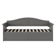 Pemberly Row Mid-Century Solid Wood Daybed with Twin Trundle in Gray