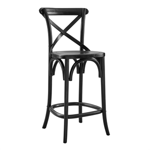 Pemberly Row 39.5&quot Modern Elm Wood Counter Stool in Black Finish