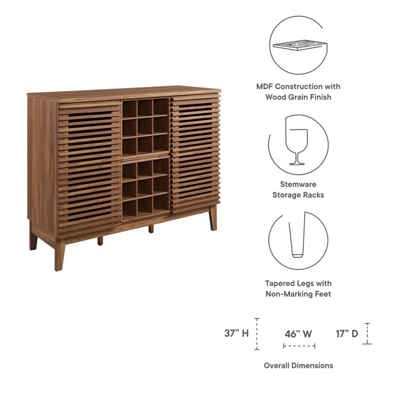 Pemberly Row Particleboard and Laminate Bar Cabinet in Walnut